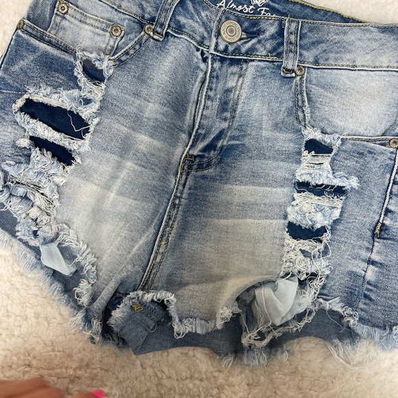 Almost Famous High Rise Distressed Cut Offs - Picture 1 of 6